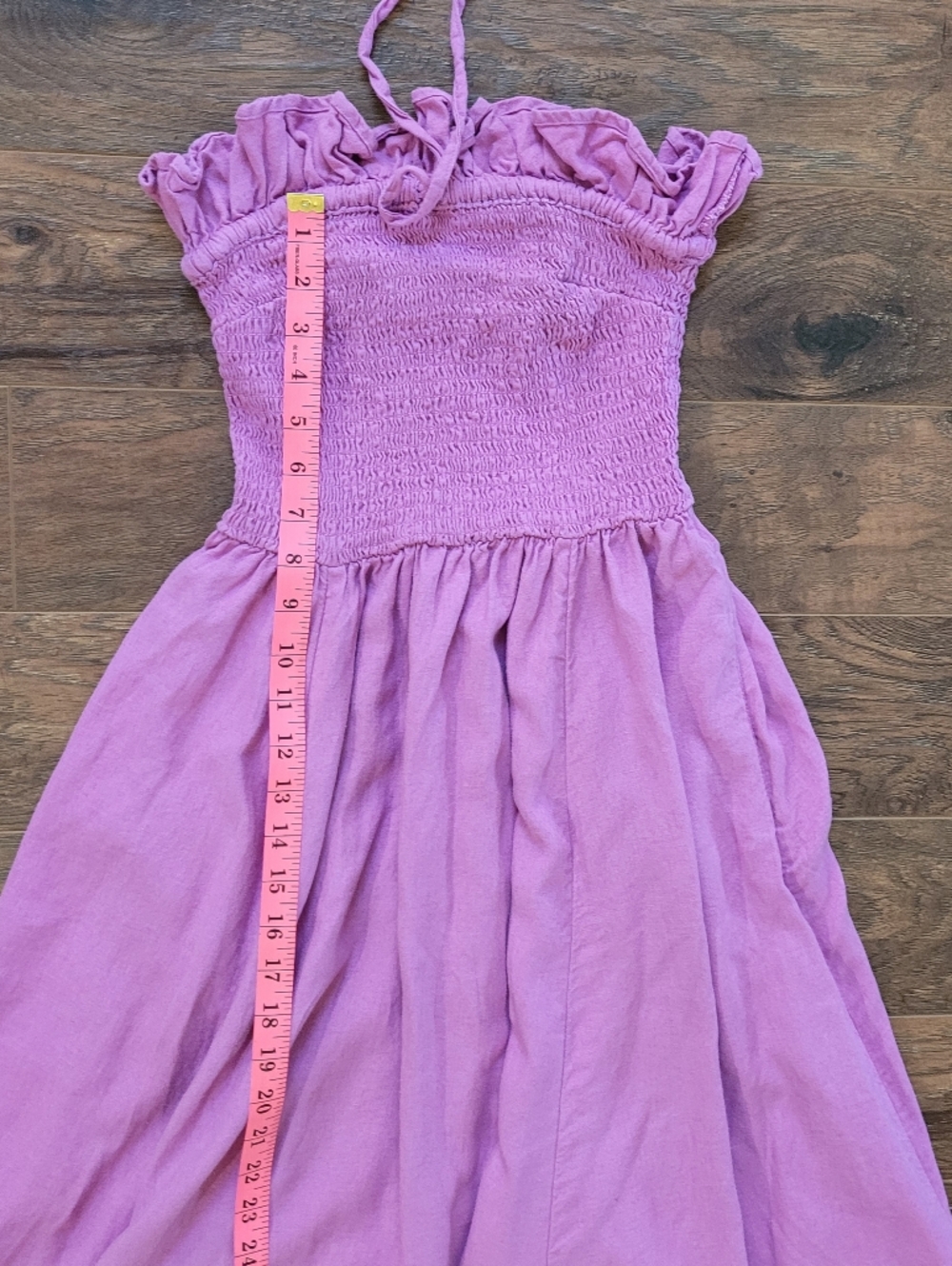Free People Pink Strapless Ruffled Smocked Maxi Dress - Picture 5 of 10